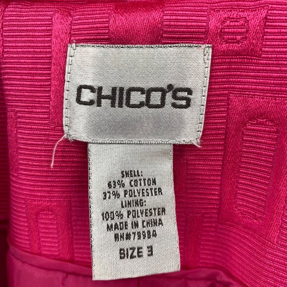 Chicos Blazer Women 3 US Extra Large Pink Tonal 3/4 Sleeve Button Office Career - Picture 5 of 10